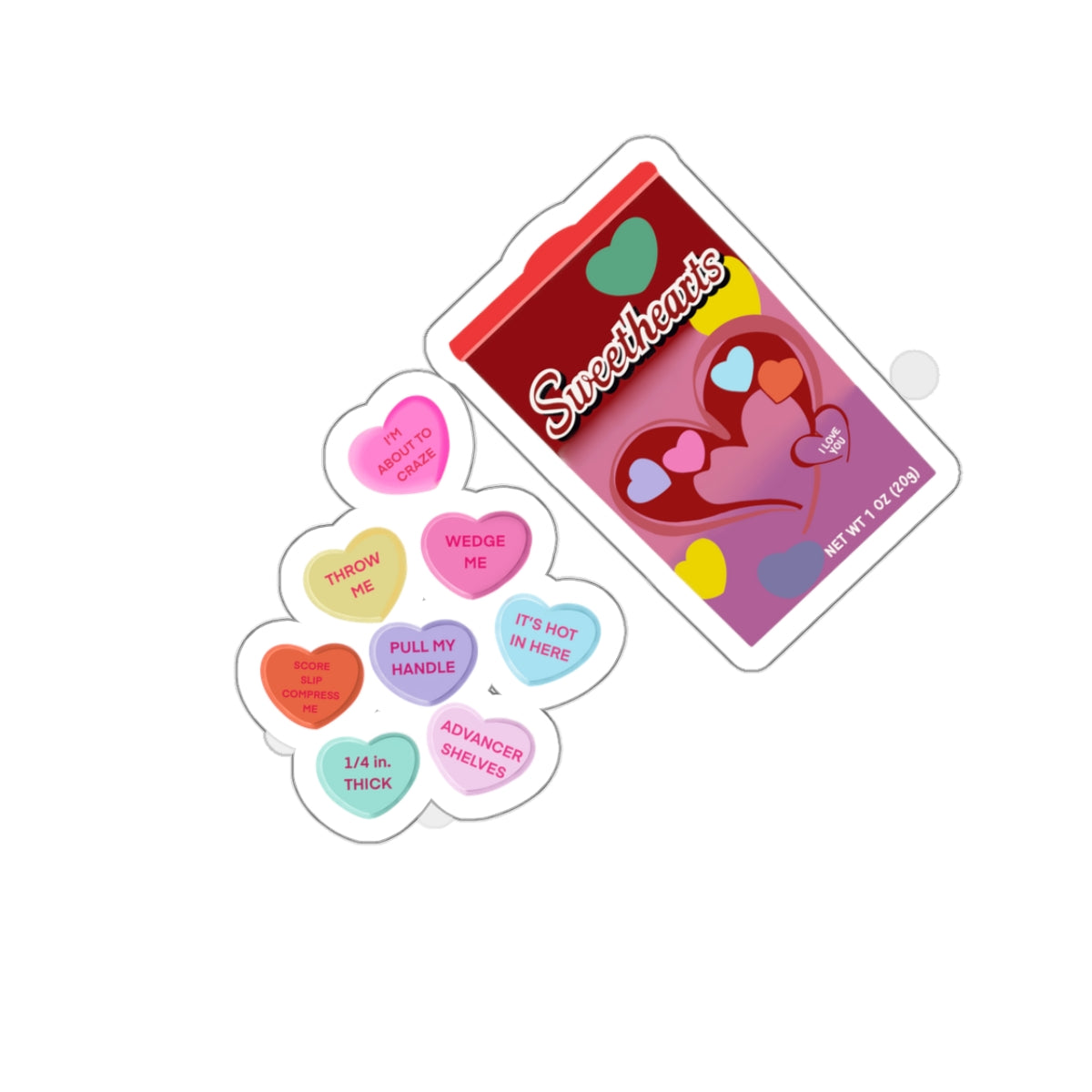 Ceramic Valentines Kiss-Cut Stickers