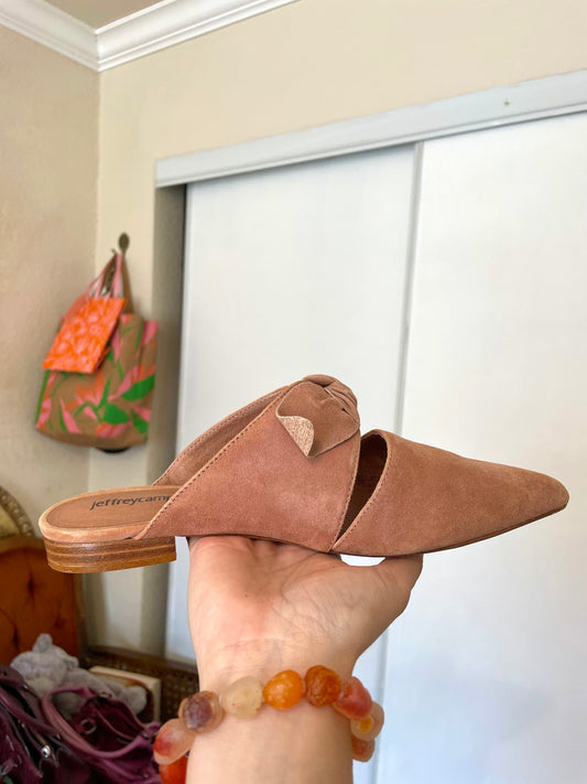 Jeffrey Campbell nude suede slip ons
